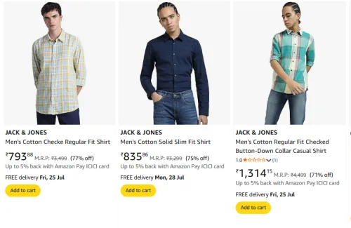 Image of JACK & JONES Men's Shirt Minimum 70% Discount