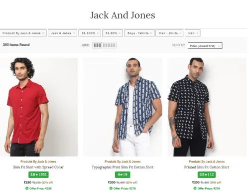 Image of Jack & Jones Men's shirt's Flat 80% Discount