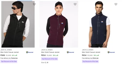 Image of JACK & JONES Men Solid Casual Jacket Starting @ ₹569