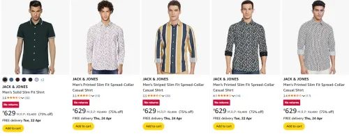 Image of Jack & Jones Men's Shirts at minimum 75% Off