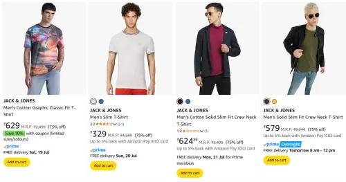 Image of JACK & JONES Men's T-shirts at minimum 75% Discount