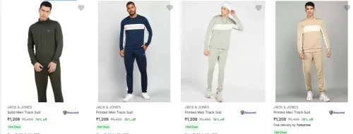 Image of JACK & JONES Solid Men Track Suit minimum 75% Discount