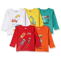 Jam & Honey Baby Boys Full Sleeve Cotton T-Shirts – Pack of 5