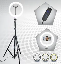 Jammy Zones 7ft Tripod + 10inch LED Ring Light (Phone Holder, Black)
