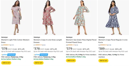 Image of Janasya Women's Dresses at minimum 80% Discount