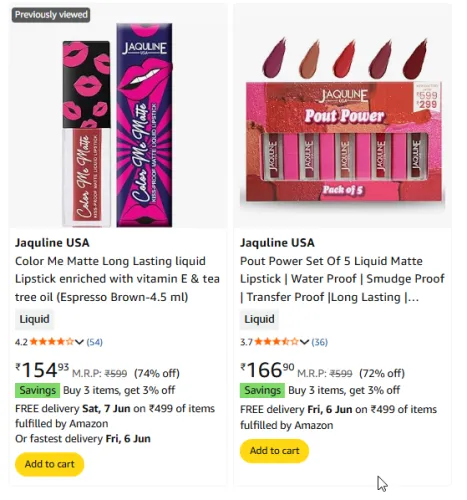 Image of Jaquline USA Matte liquid Lipstick Minimum 70% Discount
