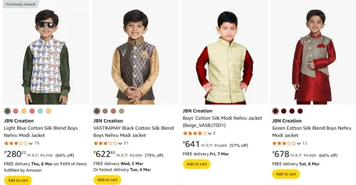 Image of JBN Creation Boys Nehru Modi Jacket Starting At @₹280