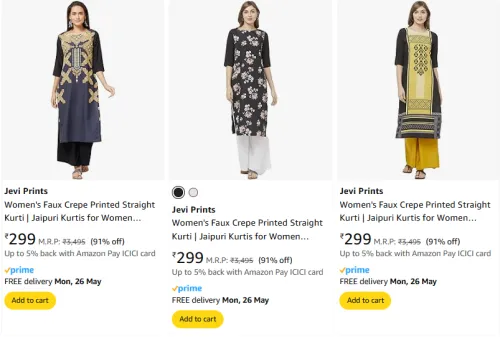 Image of Jevi Prints Women's Kurtis at minimum 90% Discount