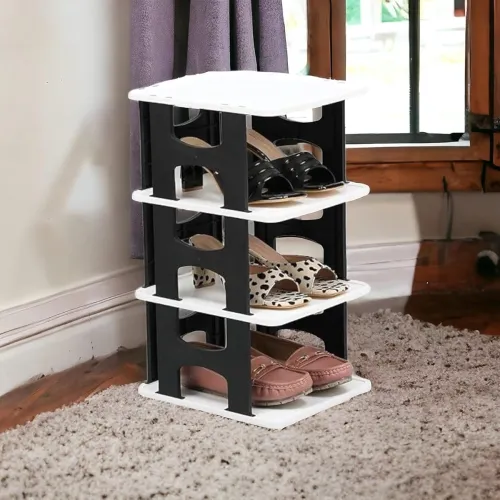 Image of JEYANG 4 Tier Shoe Rack Polypropylene Shoe Organizer for Closet