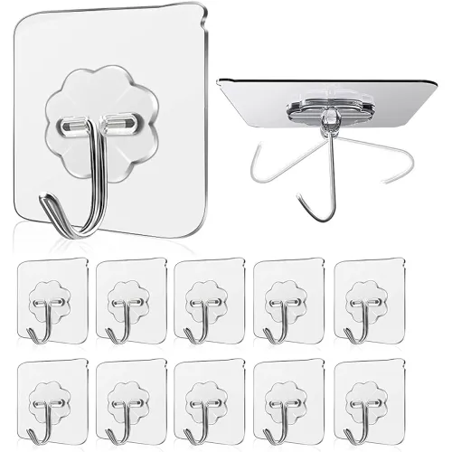 Image of JIALTO Adhesive Hooks Kitchen Wall Hooks-Heavy Duty 13.2lb(Max) Nail Free Sticky Hangers