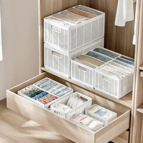 Image of JIALTO Plastic Clothes Organizer - Foldable & Stackable (Set of 4)