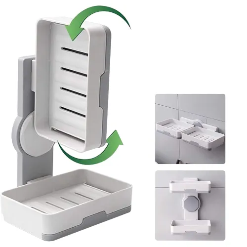 Image of JIALTO Plastic Wall Mounted Double Layers Soap Dish Saver