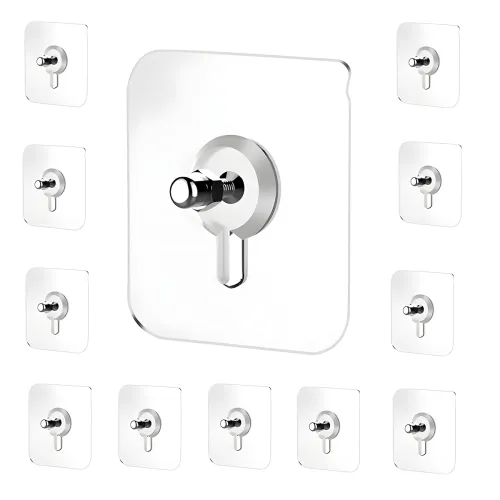Image of Jialto Transparent Adhesive Wall Hooks (10 Pc)