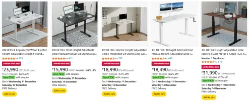 Image of Jin Office Height Adjustable Desk upto 66% Discount+ Extra Coupon Savings