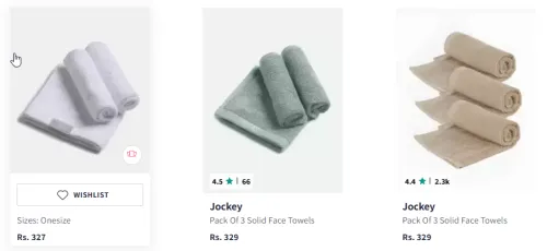 Image of Jockey Cotton Terry Face Towel 100gms * pack of 3 Starting @ ₹327
