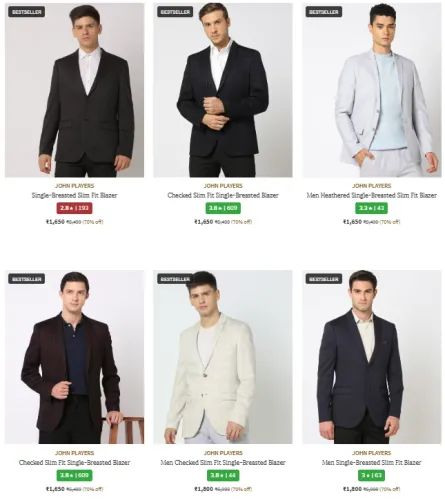 Image of JOHN PLAYERS Blazer at Minimum 60% Discount