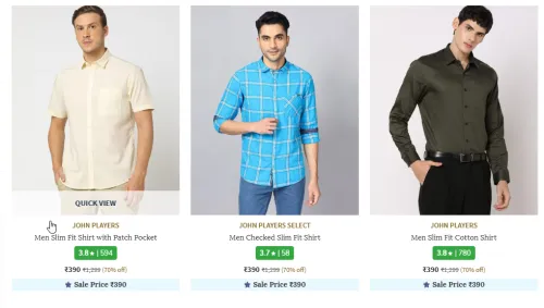 Image of JOHN PLAYERS Men Slim Fit Shirt Minimum 70% Discount