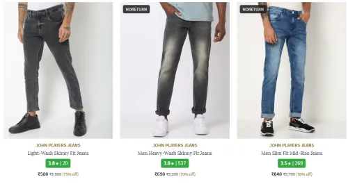 Image of JOHN PLAYERS JEANS Brand Men's Jeans @ Up to 75% Discount