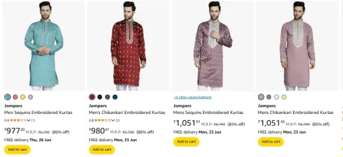 Image of Jompers Men Kurtas at minimum 84% Discount