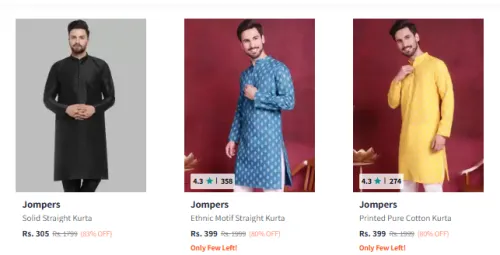 Image of Jompers Men's Kurta at 80% Discount