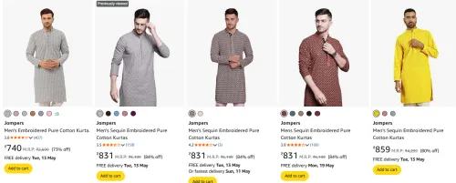 Image of Jompers Men's kurtas Minimum 80% Discount