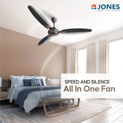 Image of Jones Breeze P1 1200 mm 3 Blade Ceiling Fan (Ultra High Speed | Smoked Brown | Pack of 1).