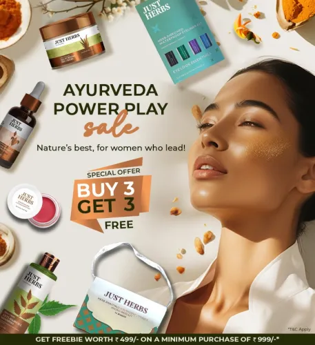 Image of Just Herbs Ayurveda Powerplay Sale - Buy 3 Get 3 Free + Get extra freebie on purchase above 999