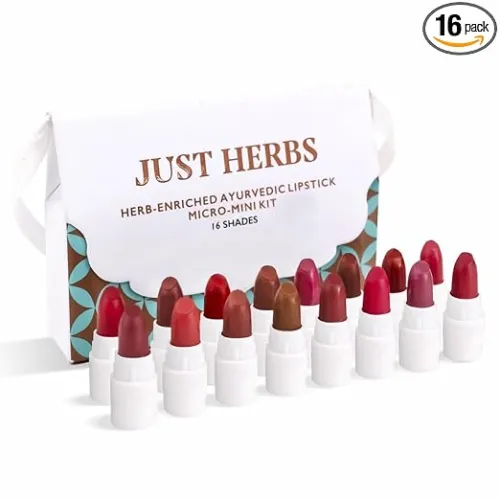 Image of Just Herbs Ayurvedic Creamy Matte Micro Mini Lipstick Kit (Pack of 16)