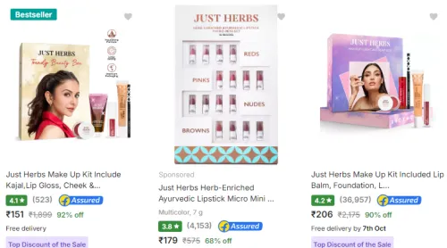 Image of Just Herbs Beauty Products Up to 92% Discount starting at ₹151