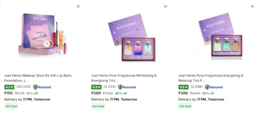 Image of Just Herbs Makeup Glam Kit with Lip Balm, Foundation, Liquid Lipstick, Cheek Tint & Kajal