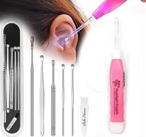 Image of JustLatest Ear Wax Cleaner 6Pcs + LED Ear Cleaner, Ear Cleaning Tool