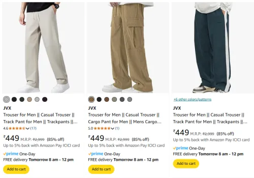 Image of JVX Men's Trousers at minimum 77% Discount
