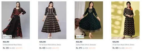 Image of KALINI Women's Ethnic Dresses at minimum 80% Discount