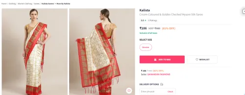 Image of Kalista Mysore Silk Saree