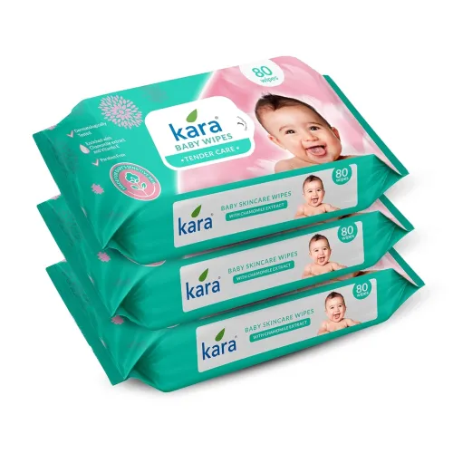 Image of Kara Tender Care Baby Wipes - 80 Pulls (Pack of 3) |