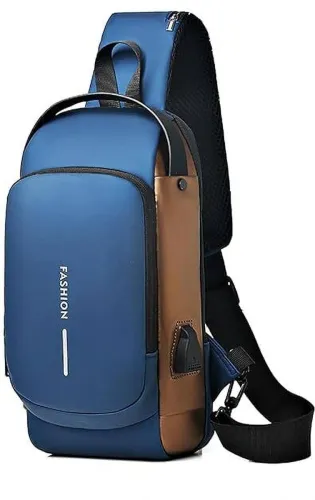 Image of KARTUNBOX  Blue Men Shoulder Bag USB Cross Body Bag