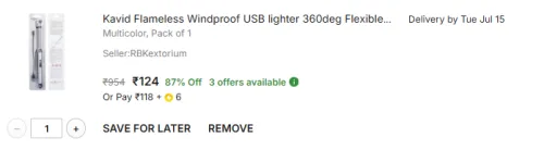 Image of C Flameless Windproof USB lighter 360deg Flexible Neck Arc lighter Steel Electronic Gas Lighter (Multicolor, Pack of 1)