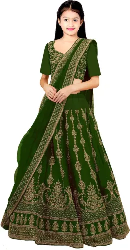 Image of Kedar Fab Girls Embroidered Lehenga Choli Dupatta Set