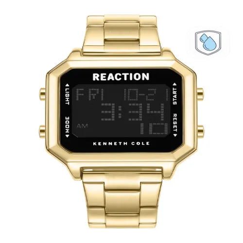 Image of Kenneth Cole Unisex Digital Watch | Black Dial | Gold Strap