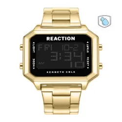 Kenneth Cole Unisex Digital Watch | Black Dial | Gold Strap
