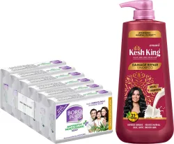 Kesh King Damage Repair Shampoo 600ml + BoroPlus Moisturising Soap (1350 ml)