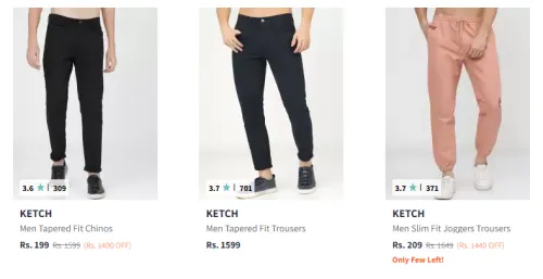 Image of KETCH Men Fashion Joggers Starting @ ₹199