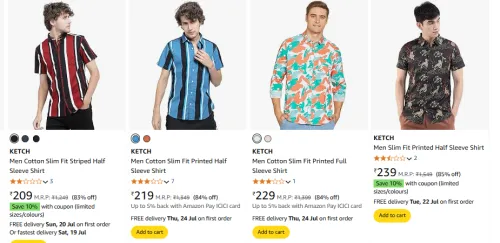 Image of ketch Mens Casual Shirts From ₹209