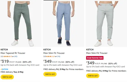 Image of KETCH Men's Trousers at minimum 80% Discount