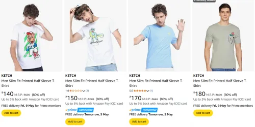 Image of Ketch Men's T-shirts at minimum 80% Discount