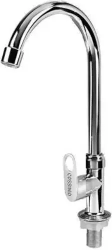 Image of Ketch Orio Stainless Steel Swan neck Tap with Wall Flange for Washbasin .