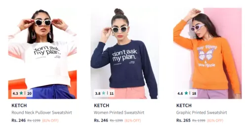 Image of KETCH Round Women's Sweatshirt Starting At ₹246
