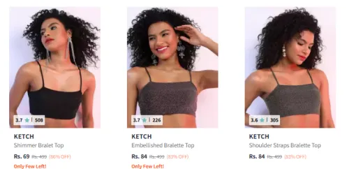 Image of KETCH Shimmer Bralet Top Starting @ ₹69