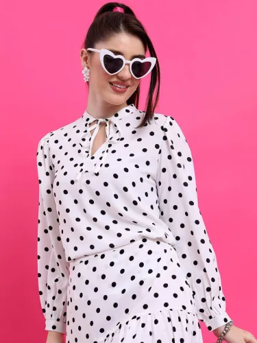 Image of KETCH Women Regular Fit Printed Tie up Collar Casual Shirt