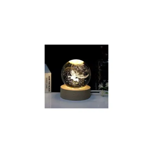 Image of KHANAK Universe Crystal Ball Night Light,3D Glass Ball Night LED Lamp with Woodern Base,Colorful LED Wooden Crystal Ball